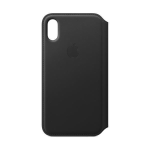 Apple - Flip cover per cellulare - pelle - nero - per iPhone X